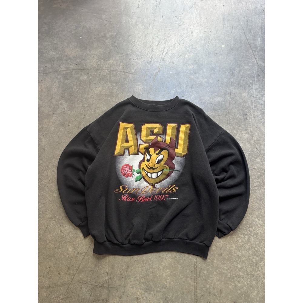 Vintage Logo 7 ASU Arizona State University Sun Devils Rose Bowl Sparky Crewneck